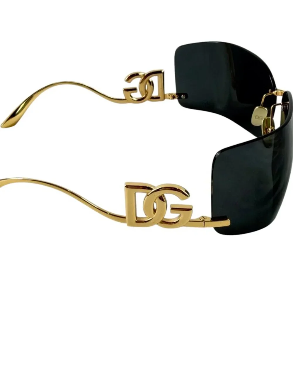 DOLCE & GABBANA DG2319 Gold Frame Black Sunglasses Made in Italy